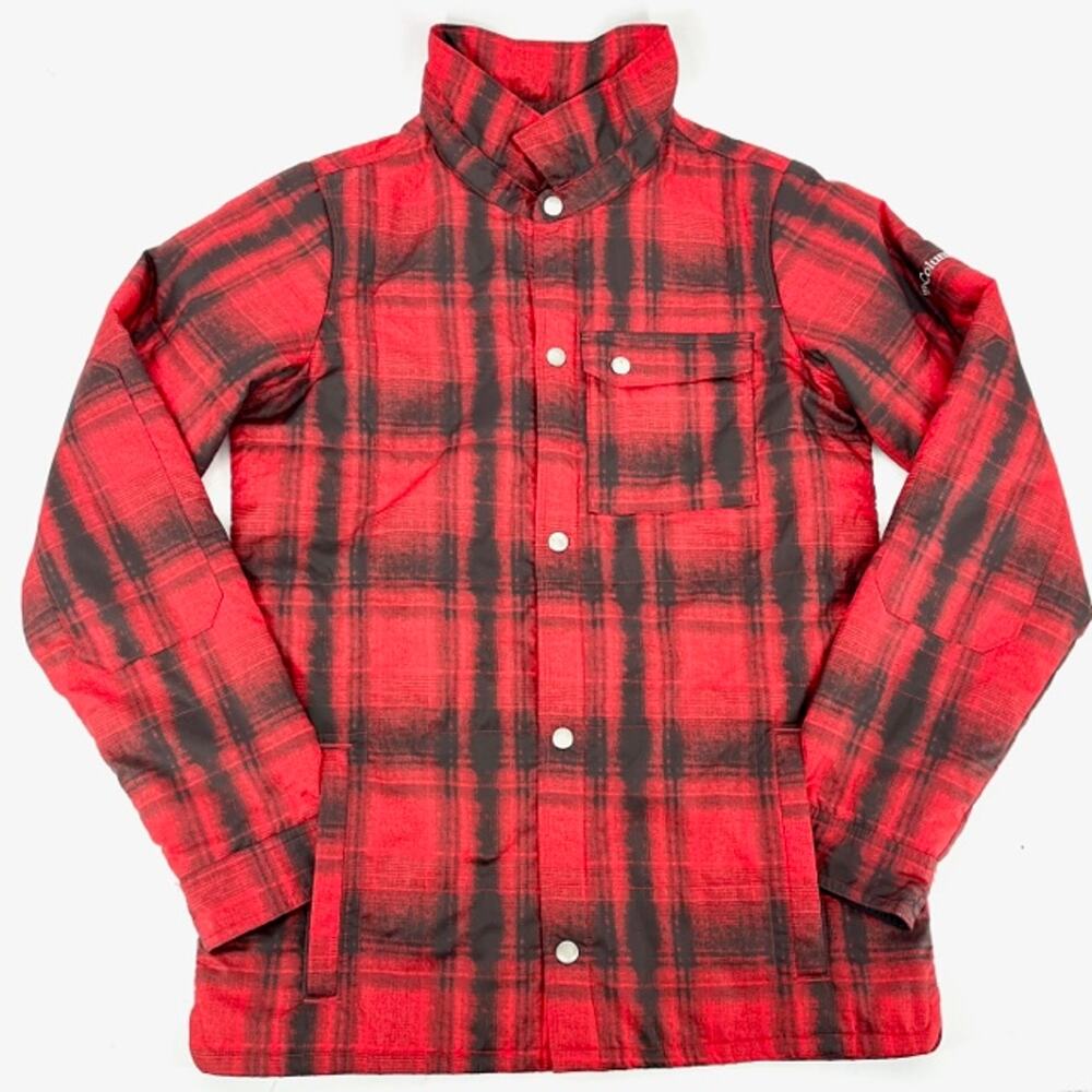 Columbia polyester‎ shell quilted red plaid jacket (Youth XL)